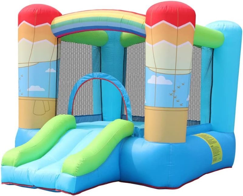 Photo 1 of Doctor Dolphin Inflatable Bounce House with Slide and Blower for Kids Toddlers Blow Up Bounce House Castle with Rainbow Theme