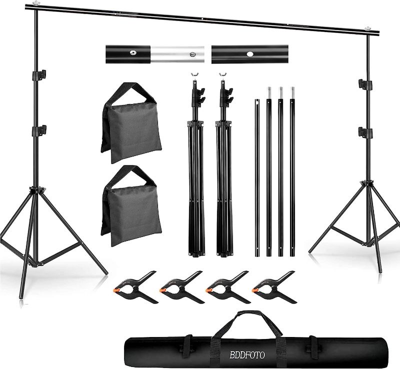 Photo 1 of Backdrop Stand 6.5x10ft/2x3m, BDDFOTO Photo Video Heavy Duty Background Stand Support System for Parties with Carring Bag for Green Screen Muslin