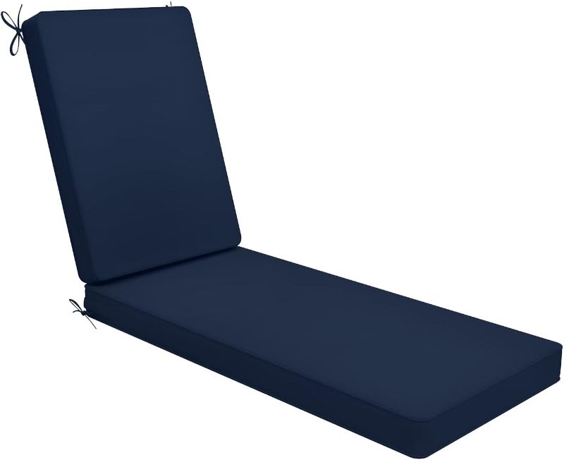 Photo 1 of AAAAAcessories Outdoor Chaise Lounge Cushions for Patio Furniture Lounge Chairs, Water Resistant Fabric, 72 x 21 x 3 Inch, Bright Gray 72 in L x 21 in W x 3 in T Navy Blue
