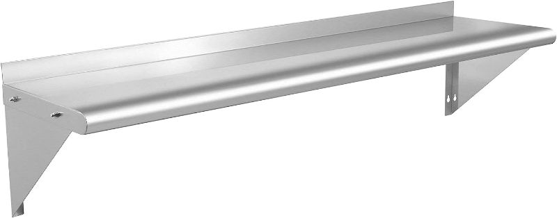 Photo 1 of BIEAMA 12"×48" Stainless Steel Wall Shelf, NSF, Commercial Wall Mount Floating Shelving for Restaurant, Kitchen and Hotel