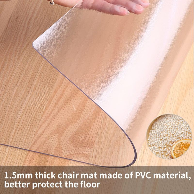 Photo 1 of BUYIFY Office Chair Mat for Hard Floor, 36"x48" PVC Material Clear Floor Mat, Floor Protector for Office or Home,Flat and Easy to Clean
