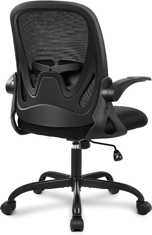 Photo 1 of Primy Office Ergonomic Desk Chair with Adjustable Lumbar Support and Height, Swivel Breathable Mesh Computer Chair with Flip up Armrests for Conference Room (Black)