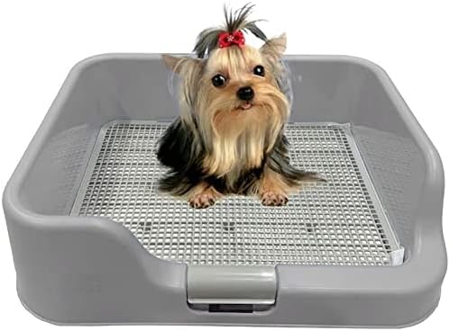Photo 1 of [DogCharge] Indoor Dog Potty Tray – with Protection Wall Every Side for No Leak,  (Tray Only, Grey)
