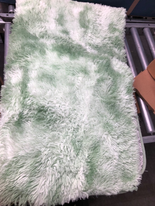 Photo 3 of  Soft Fluffy Shag Area Rugs for Living Room, Shaggy Floor Carpet for Bedroom, Girls Carpets Kids Home Decor Rugs,Cute Luxury Non-Slip Machine Washable Carpet,3x5 Feet Green
