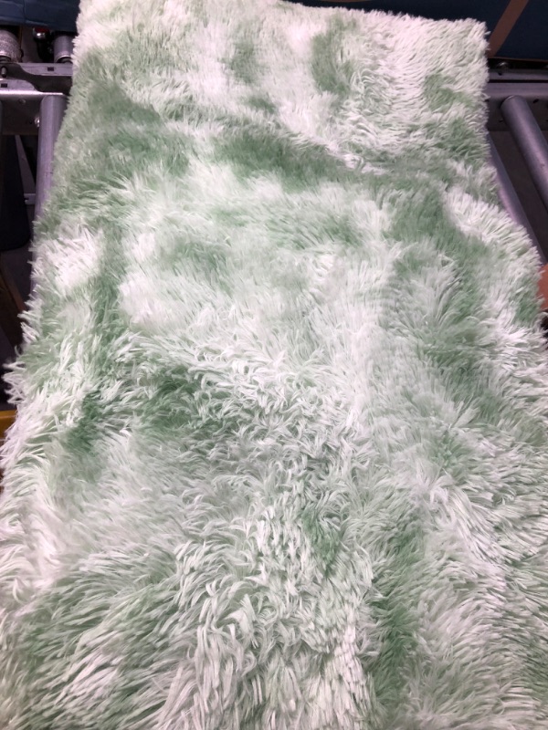 Photo 4 of  Soft Fluffy Shag Area Rugs for Living Room, Shaggy Floor Carpet for Bedroom, Girls Carpets Kids Home Decor Rugs,Cute Luxury Non-Slip Machine Washable Carpet,3x5 Feet Green
