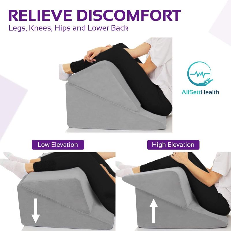 Photo 1 of ALLSETTIHEALTH Bed Wedge Pillow - Adjustable 9&12 Inch Folding Memory Foam Incline Cushion System for Legs and Back Support Pillow - Acid Reflux, Anti Snoring, Heartburn, Reading – Machine Washable
