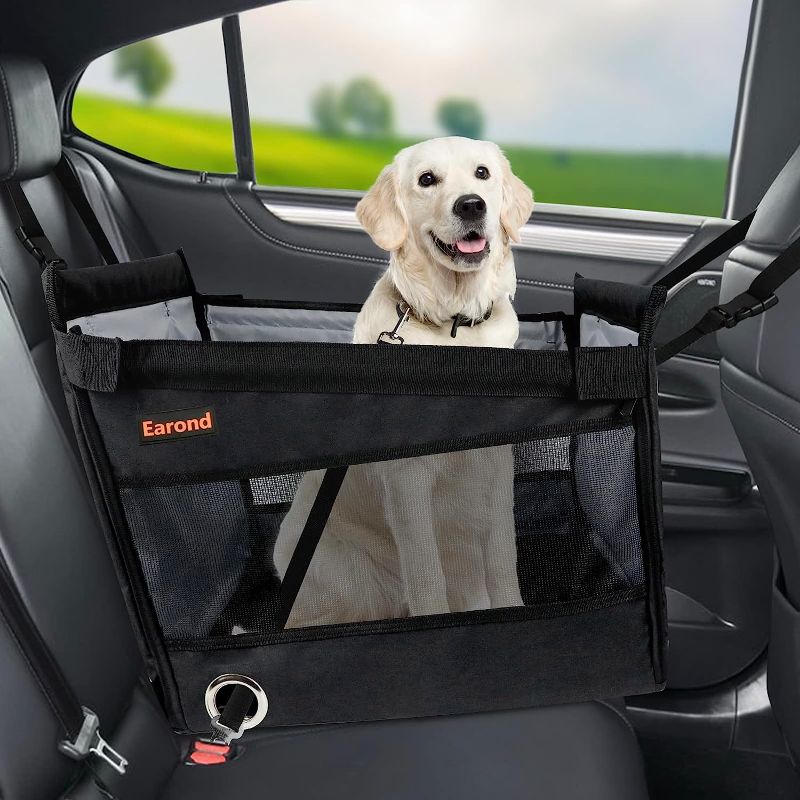 Photo 1 of EAROND Dog Car Seat for Small Medium Large Dogs,Durable Car Seat for Dogs with Safety Belt,Washable Dog Pad,Waterproof Dog Hommock for Car,SUV(Black)
