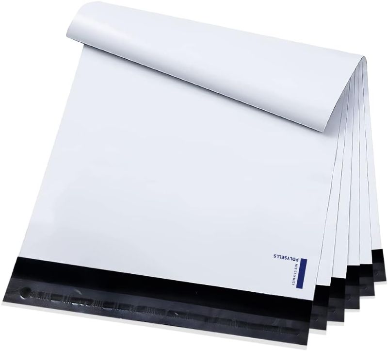 Photo 1 of  Poly Mailers Shipping Envelopes, Strong Adhesive Sealing, Waterproof, and Tear-resistant Postal Mailing Bags. Mailer Bags for clothing, books, and accessories. (White, 12x15.5)  BULK