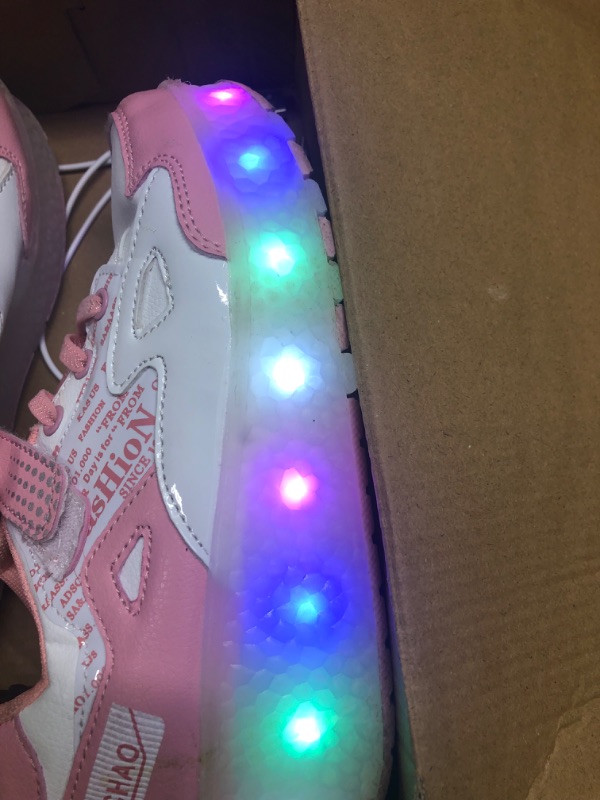 Photo 6 of HHSTS Kids Shoes with Wheels LED Light Color Shoes Shiny Roller Skates Skate ...
