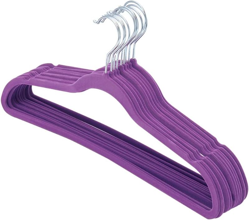 Photo 1 of Zober Nonslip Velvet Hangers, Suit Hangers (10 Pack)-Purple