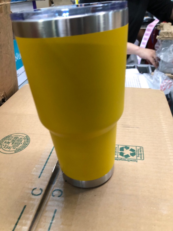 Photo 3 of 30 oz Stainless Steel Tumbler, Double Wall Insulated Travel Mug with Lid (Yellow)
