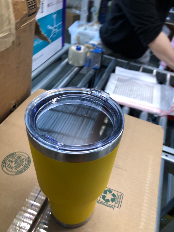 Photo 1 of 30 oz Stainless Steel Tumbler, Double Wall Insulated Travel Mug with Lid (Yellow)
