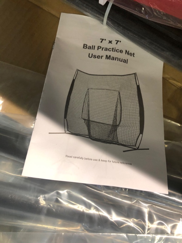 Photo 7 of 7'x 7' Baseball Backstop Softball Practice Net for Hitting and Pitching, Batting, Catching, with Batting Tee, Caddy, Strike Zone