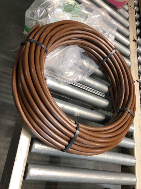 Photo 3 of (100' ft Roll) - USA Made - 1/4-Inch x Irrigation/Hydroponics Dripline with 6-Inch Emitter Spacing (Brown) (100' Foot Roll)