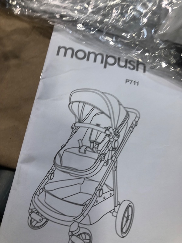 Photo 5 of Mompush Meteor 2 Baby Stroller 2-in-1 with Bassinet Mode - Compatible with Major Infant Car Seat, Adapter Included - Stable Bassinet Stroller Combo, Full-Size Baby Strollers for Family Outings Gray