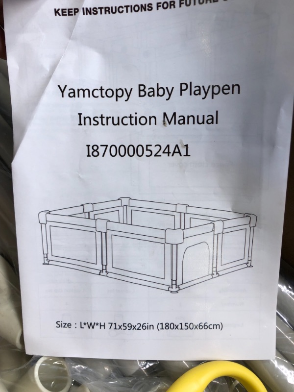 Photo 3 of Baby Playpen 71" x 59" , Yamctopy Playpens for Babies and Toddlers, Extra Large Baby Fence with Anti-Slip Base, Sturdy Safety Baby Playpen with Soft Breathable Mesh 71*59in