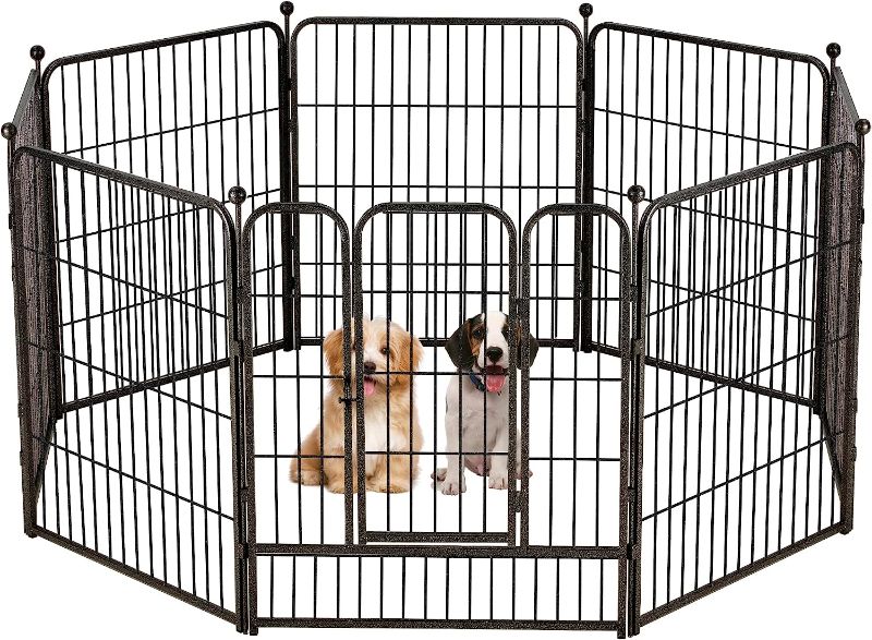 Photo 1 of Avocahom Metal Dog Playpen 8 Panel Dog Pen 32Inch Height Exercise Pen w/Door for Small/Medium Dogs Outdoor Indoor RV Yard w/10 Floor Protectors & 4 Straps, Black
