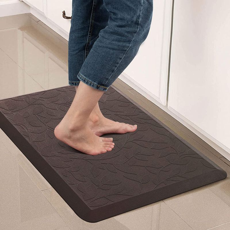 Photo 1 of Anti Fatigue Kitchen Mat by DAILYLIFE, 3/4" Thick Kitchen Floor Mat, Standing Comfort Mat for Home, Office, Garage - Non-Slip Bottom, Cushioned, Waterproof & Easy-to-Clean (24" x 36", Brown) 24" x 36"- 3/4" Brown