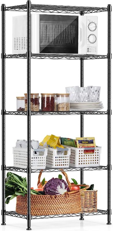 Photo 1 of ALVOROG 5 Tier Shelves for Storage Shelving Units and Storage Heavy Duty Metal Storage Shelf Wire Rack Shelving Adjustable Kitchen Shelf Garage Pantry Storage Racks and Shelving(23.2x13.4x59.1in)
