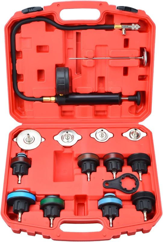 Photo 1 of 15PCS Auto Cooling System Radiator Color Cap Pressure Tester Kit Pump Gauge Adapter HD
