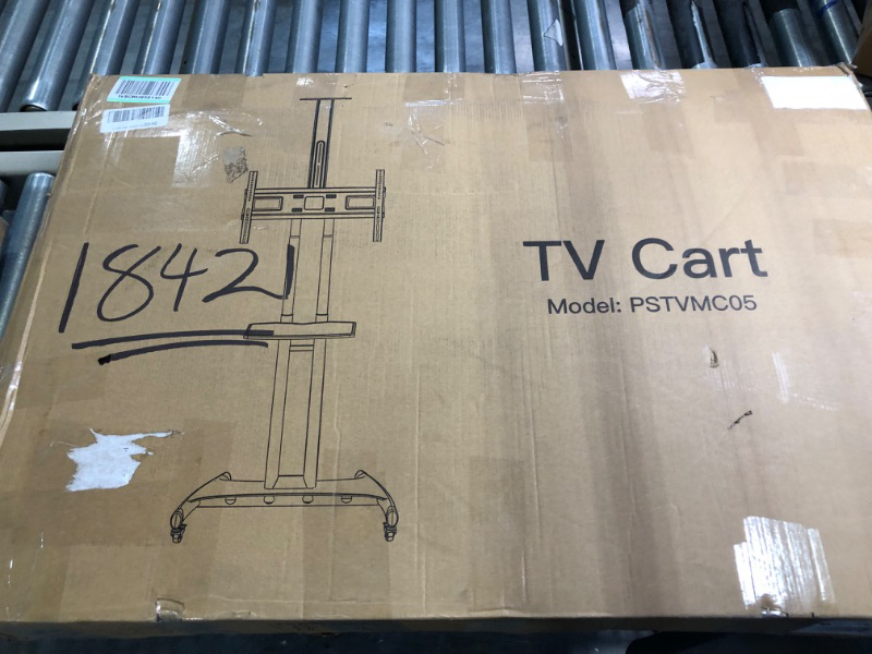 Photo 1 of PERLESMITH Rolling/Mobile TV Cart with Wheels for 32-70 Inch LCD LED 4K Flat Screen TVs - UL Certificated TV Floor Stand with Shelf Holds U