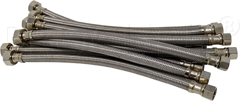 Photo 2 of 10-Pack] PROCURU 16" Length x 3/8" Compression x 1/2" FIP x Faucet Hose Connector, Braided Stainless Steel Supply Line