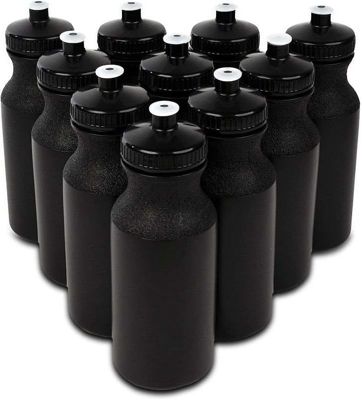 Photo 1 of  12 Bottles - 22 oz BPA Free Easy Open Push/Pull Cap - Made in USA (Black)