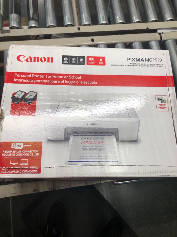 Photo 2 of Canon PIXMA MG2522 Wired All-in-One Color Inkjet Printer, Scanner & Copier, White + Printer Cable
