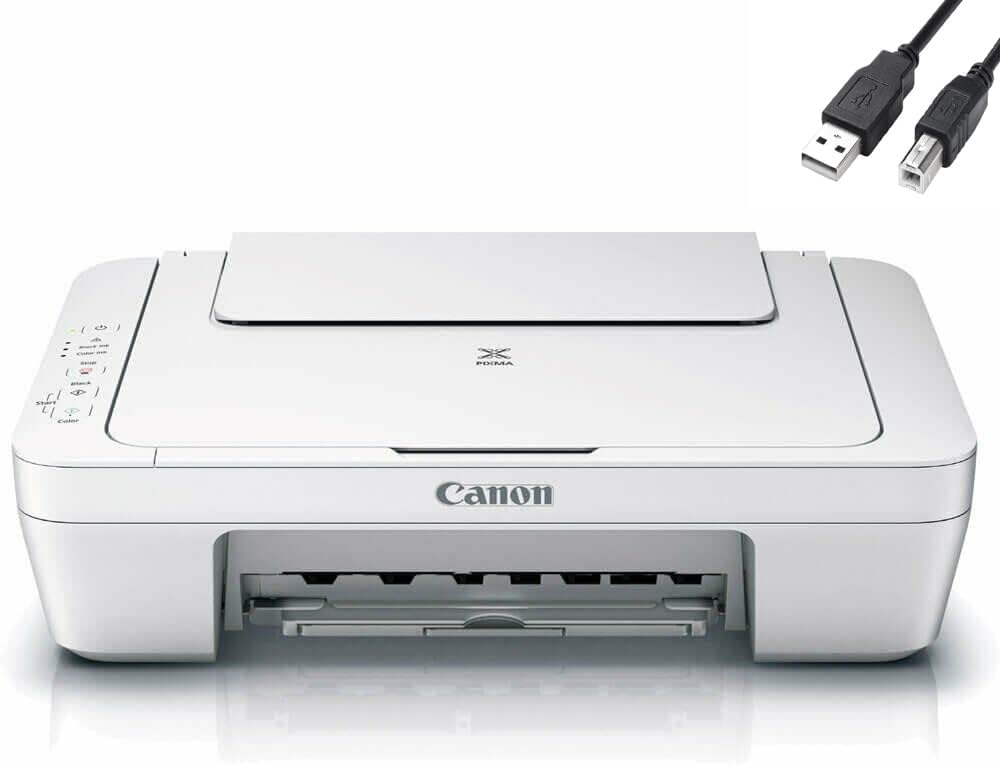 Photo 1 of Canon PIXMA MG2522 Wired All-in-One Color Inkjet Printer, Scanner & Copier, White + Printer Cable
