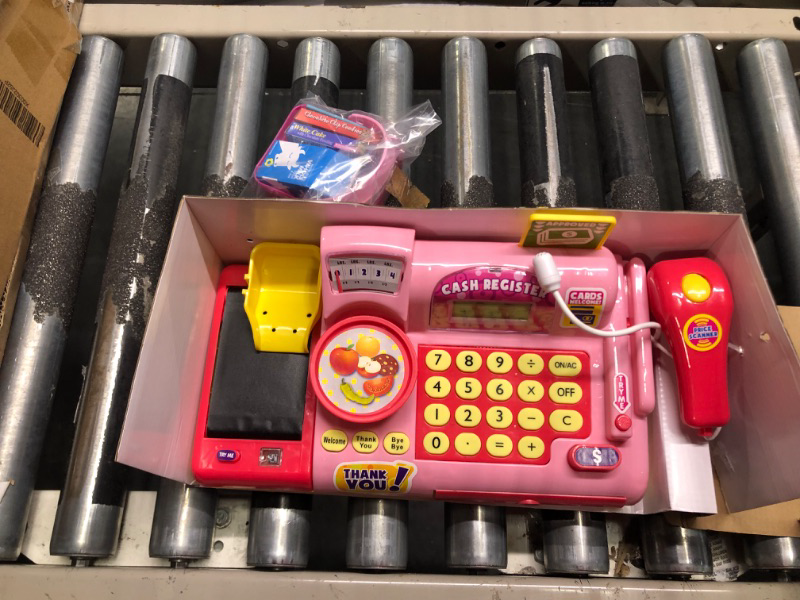 Photo 3 of Boley Pink Pretend Cash Register Playset - 19pc Playset for Kids with Toy Scanner and Toy Credit Card Reader