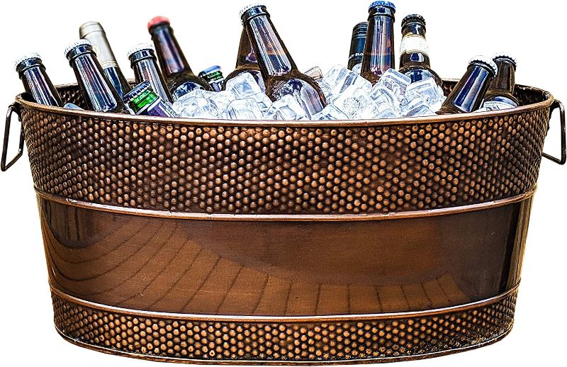 Photo 1 of BREKX Aspen Galvanized Copper-Finish Metal Ice and Drink Bucket, Beverage Tub for Parties, 25-Quart
