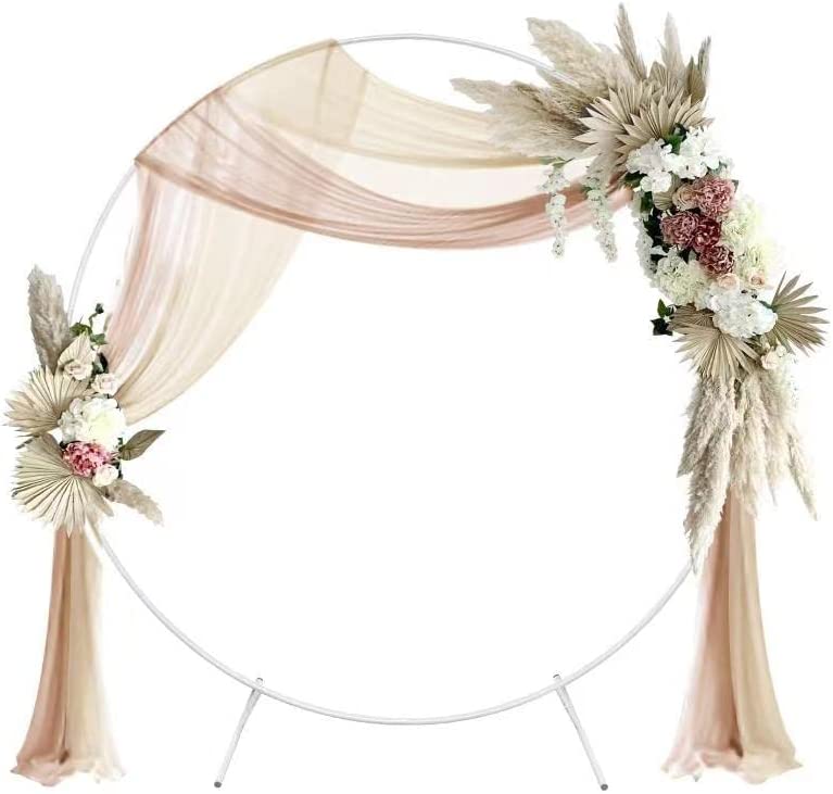 Photo 1 of 
White Wedding Arches for Ceremony,Easy Assembly Round Backdrop Stand,6.6ft Circle Wedding Arch,Metal Circle Balloon Arch