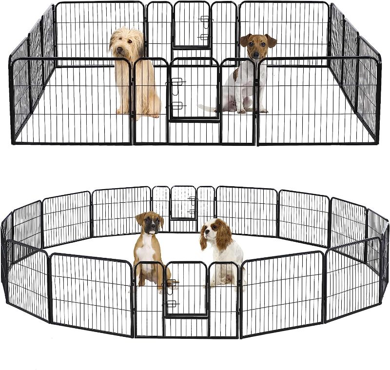 Photo 1 of 8 Panel Pet Dog Playpen 24" Height Dog Exercise Pen Dog Fence Outdoor/Indoor Portable Puppy Rabbits Heavy Duty