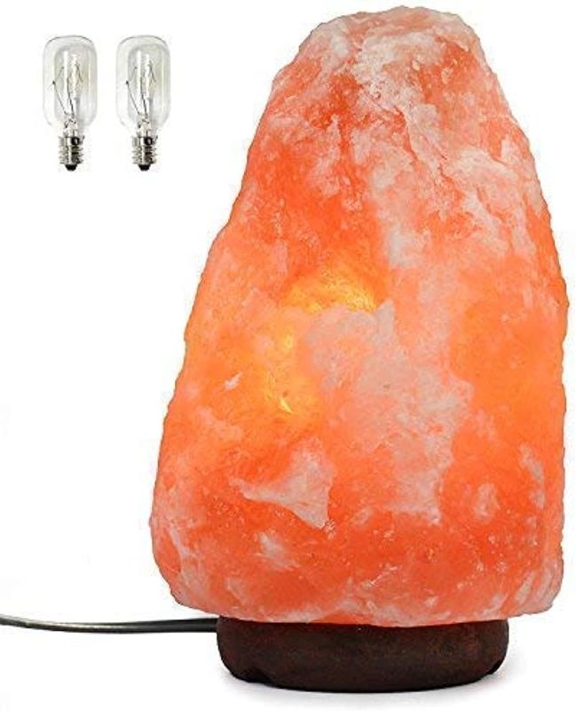 Photo 1 of 7 Inch Himalayan Salt Lamp with Dimmer Cord - Night Light Natural Crystal Rock Classic Wood Base Authentic from Pakistan