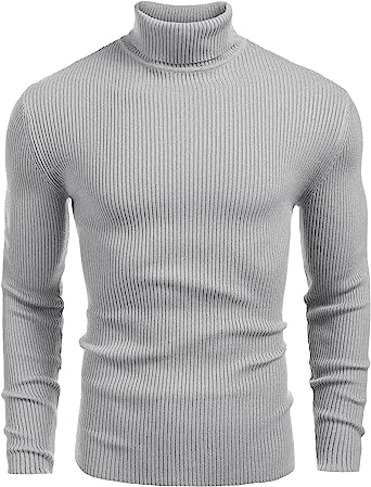 Photo 1 of COOFANDY Mens Ribbed Slim Fit Knitted Pullover Turtleneck Sweater