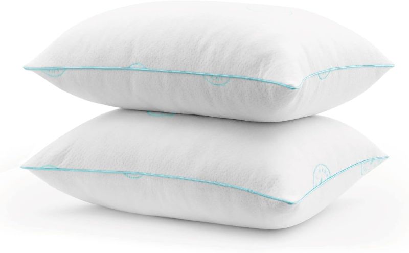 Photo 1 of ARTHA STEWART Cooling Fabric Infused Firm Conforming Memory Foam Bed Pillow for All Sleep Types, Standard/Queen Bed Pillow, Set of 2, White, 28” x 20”