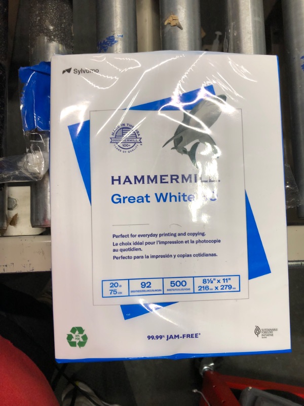 Photo 2 of Hammermill Printer Paper, Great White 30% Recycled Paper, 8.5 x 11 - 1 Ream (500 Sheets) - 92 Bright, Made in the USA, 086710 1 Ream | 500 Sheets Letter (8.5x11)