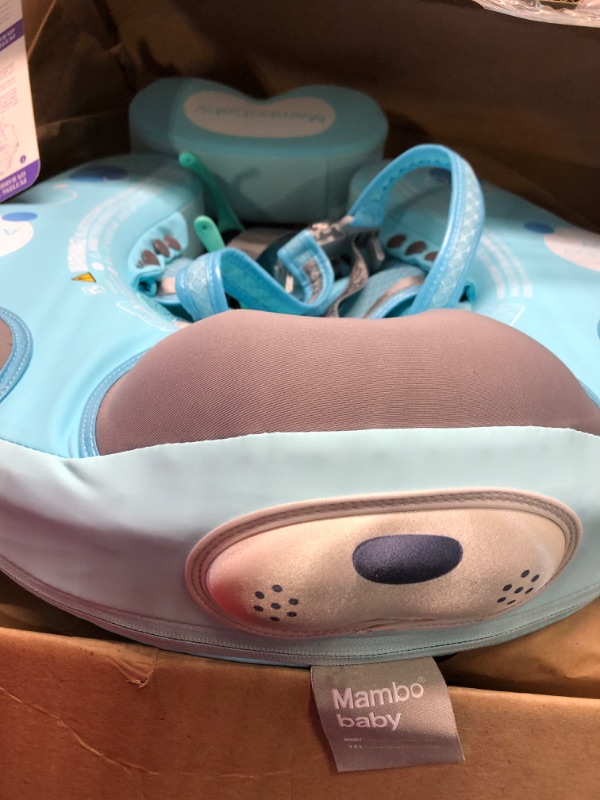 Photo 1 of Baby Floats for Pool with Canopy Removable UPF 50+ UV Sun Protection Canopy?Mambobaby Infant Pool Float Non Inflatable Soft Skin-Friendly Leather Material Infant Swim Float 3-24 Months
