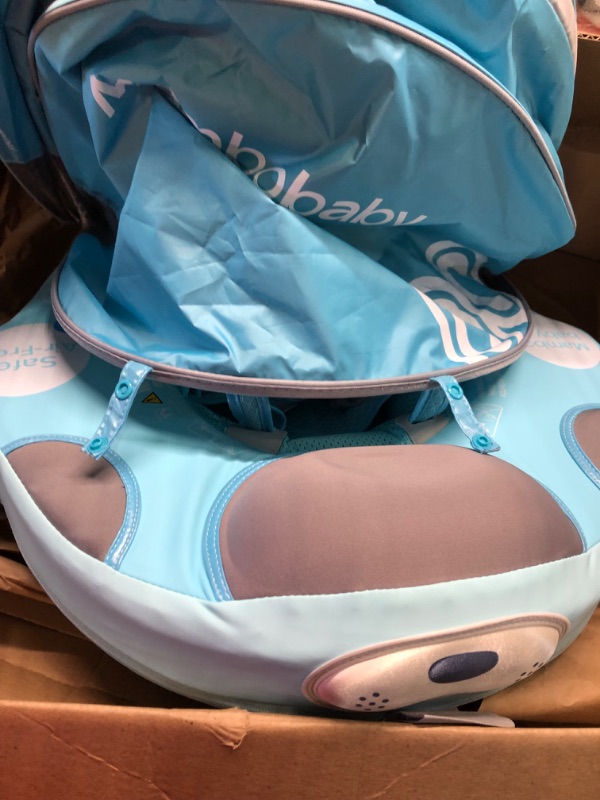 Photo 1 of Baby Floats for Pool with Canopy Removable UPF 50+ UV Sun Protection Canopy?Mambobaby Infant Pool Float Non Inflatable Soft Skin-Friendly Leather Material Infant Swim Float 3-24 Months