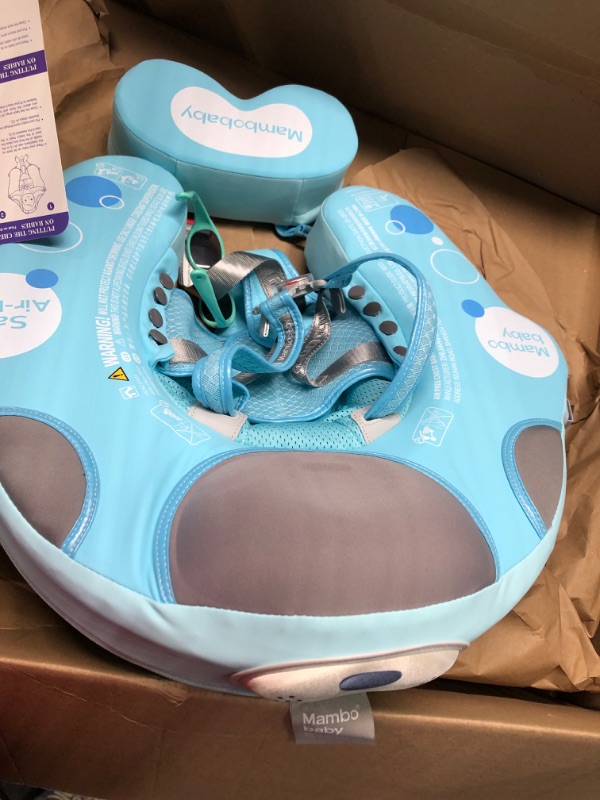 Photo 1 of Baby Floats for Pool with Canopy Removable UPF 50+ UV Sun Protection Canopy?Mambobaby Infant Pool Float Non Inflatable Soft Skin-Friendly Leather Material Infant Swim Float 3-24 Months
