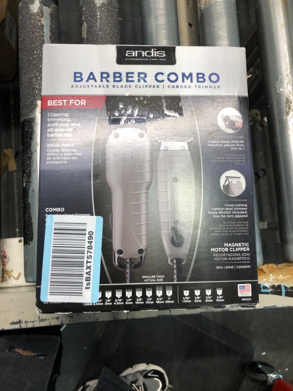 Photo 2 of Andis Barber Combo-Powerful High-Speed Adjustable Clipper Blade & T-Outliner T-Blade Trimmer with fine Teeth for Dry Shaving, outlining and Fading with a BeauWis Blade Brush Includedx0039zdtpr
