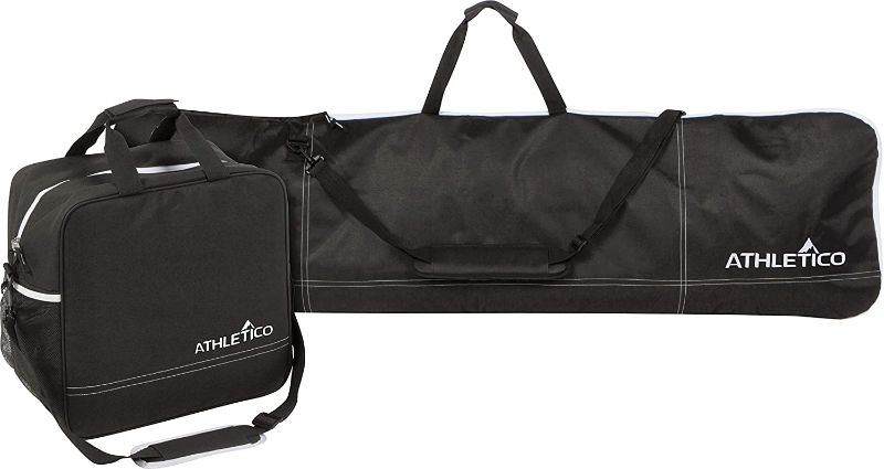 Photo 1 of Athletico Two-Piece Snowboard and Boot Bag Combo | Store & Transport Snowboard Up to 165 CM and Boots Up To Size 13 | Includes 1 Snowboard Bag & 1 Boot Bag (Black)