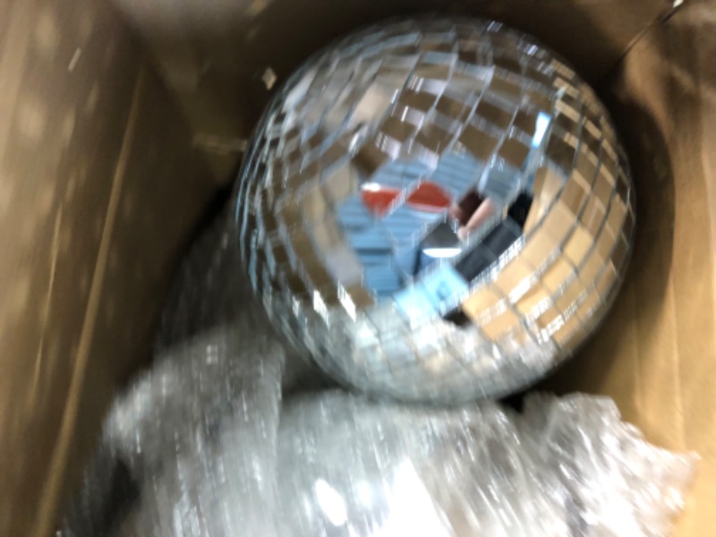 Photo 4 of 4 Pack Large Disco Ball Silver Hanging Disco Balls Reflective Mirror Ball Ornament for Party Holiday Wedding Dance and Music Festivals Decor Club Stage...