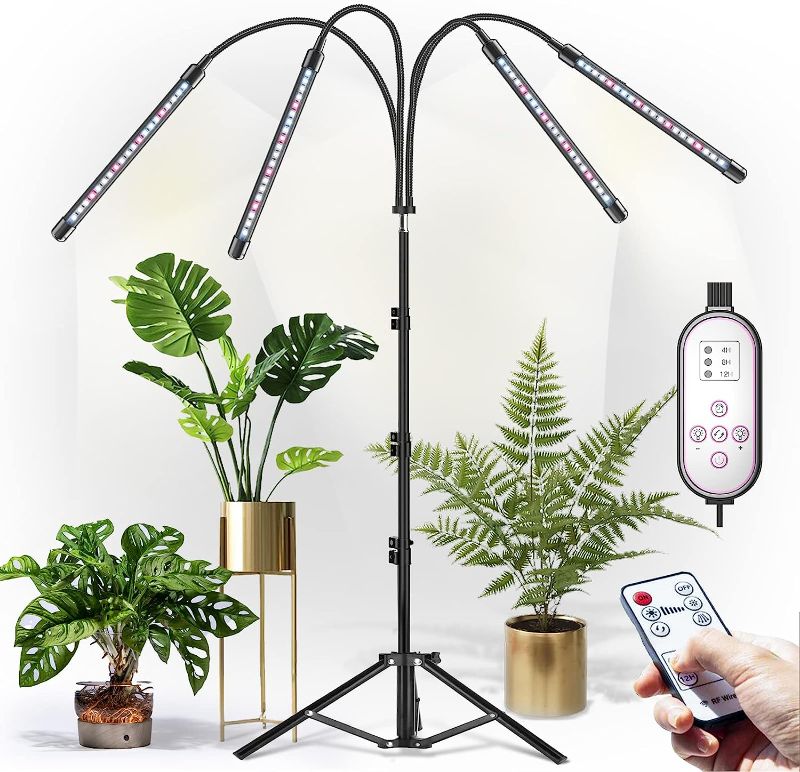 Photo 1 of 
CXhome LED Grow Lights for Indoor Plants Full Spectrum with Timer, Grow Light with Stand Adjustable 15.7-43.3 in, 4-in-1 Floor lamp, RF Controll & line-Controll Timing 4/8/12H, 4 Modes,Dimming