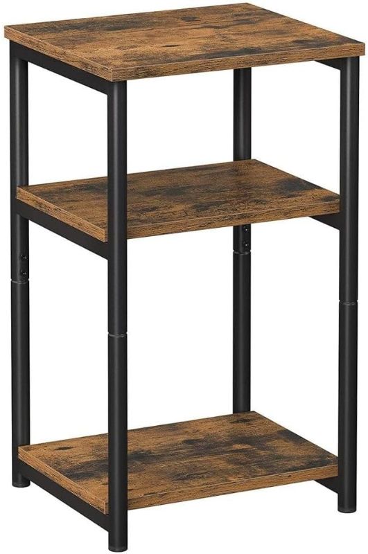 Photo 1 of VASAGLE C-Shaped End/ Side Table for Sofa, Couch, Small TV Tray Table with Metal Frame for Living Room, Bedroom, Rustic Brown and Black