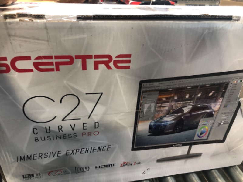 Photo 2 of Sceptre 27" Curved 75Hz LED Monitor HDMI VGA Build-in Speakers, Edge-Less Metal Black 2019 (C275W-1920RN)