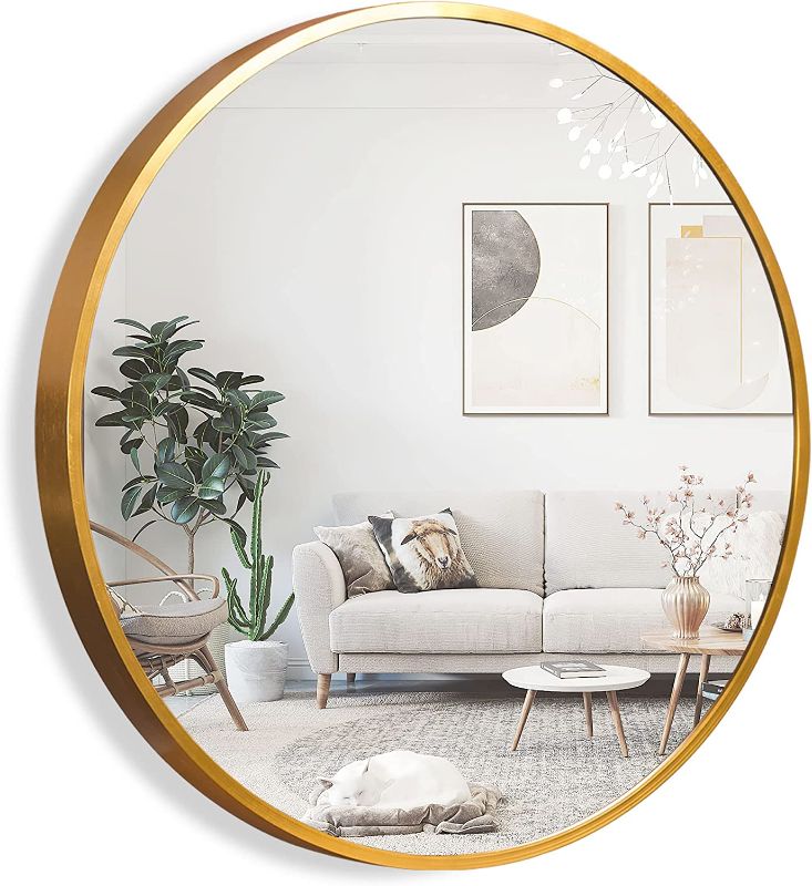 Photo 1 of  Round Mirror Circle Wall Mirror Metal Framed Wall Mirror Large Vanity Hanging Decorative Mirrors for Wall Bathroom Bedroom Living Room