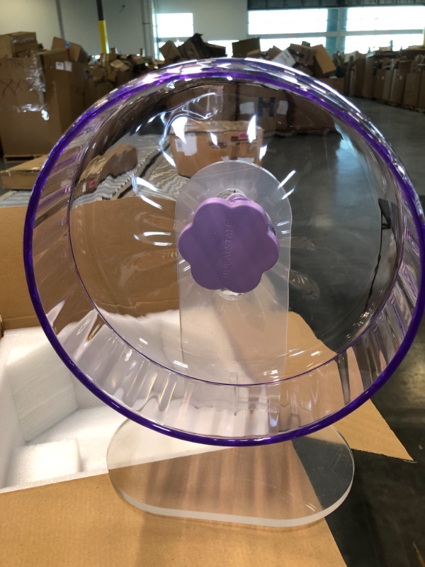Photo 5 of BUCATSTATE Hamster Wheel Super-Silent 10.2" with Adjustable Base Dual-Bearing Exercise Wheel Quiet Spinning Running Wheel for Dwarf Syrian Hamster Gerbils and Other Small Animals (Purple) 10.2inches Purple