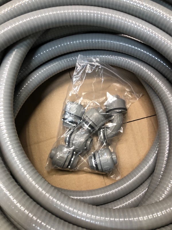 Photo 4 of Sealproof Non-metallic Liquid-Tight Conduit and Connector Kit, 1-Inch Made in USA Flexible Electrical Conduit Type B with 4 Straight and 2 90-Degree Conduit Connector Fittings, 1" Dia