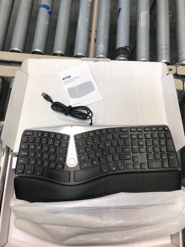 Photo 3 of Nulea Ergonomic Keyboard, Wired Split Keyboard with Pillowed Wrist and Palm Support, Featuring Dual USB Ports, Natural Typing Keyboard for Carpal Tunnel, Compatible with Windows/Mac